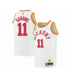 Men's Indiana Pacers #11 Domantas Sabonis Authentic White Hardwood Classics Basketball Jersey