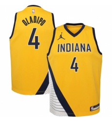 Youth Indiana Pacers #4 Victor Oladipo Jordan Brand Gold 2020-21 Swingman Jersey