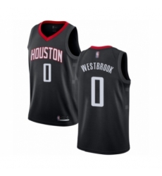 Men's Houston Rockets #0 Russell Westbrook Authentic Black Basketball Jersey Statement Edition