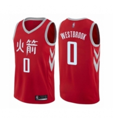 Men's Houston Rockets #0 Russell Westbrook Authentic Red Basketball Jersey - City Edition