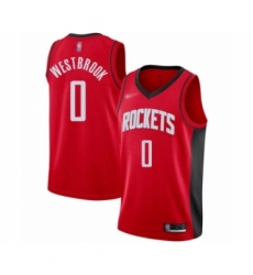 Men's Houston Rockets #0 Russell Westbrook Authentic Red Finished Basketball Jersey - Icon Edition