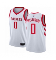 Men's Houston Rockets #0 Russell Westbrook Authentic White Basketball Jersey - Association Edition