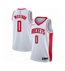 Men's Houston Rockets #0 Russell Westbrook Authentic White Finished Basketball Jersey - Association Edition