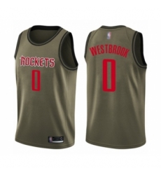 Youth Houston Rockets #0 Russell Westbrook Swingman Green Salute to Service Basketball Jersey