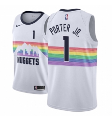 Men NBA 2018-19 Denver Nuggets #1 Michael Porter Jr. City Edition White Jersey