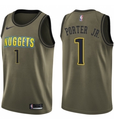 Men's Nike Denver Nuggets #1 Michael Porter Jr. Green NBA Swingman Salute to Service Jersey