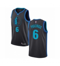 Men's Dallas Mavericks #6 Kristaps Porzingis Authentic Charcoal Basketball Jersey - City Edition