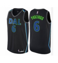 Youth Dallas Mavericks #6 Kristaps Porzingis Swingman Black Basketball Jersey - City Edition