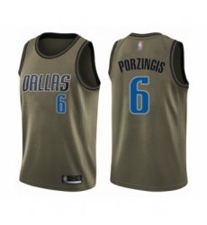 Youth Dallas Mavericks #6 Kristaps Porzingis Swingman Green Salute to Service Basketball Jersey