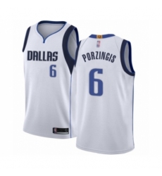 Youth Dallas Mavericks #6 Kristaps Porzingis Swingman White Basketball Jersey - Association Edition