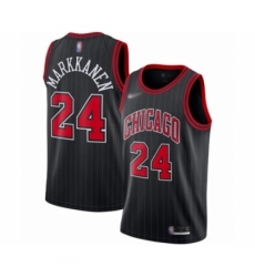 Women's Chicago Bulls #24 Lauri Markkanen Swingman Black Finished Basketball Jersey - Statement Edition