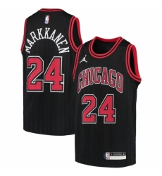 Youth Chicago Bulls #24 Lauri Markkanen Jordan Brand Black 2020-21 Swingman Player Jersey