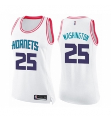 Women's Charlotte Hornets #25 PJ Washington Swingman White Pink Fashion Basketball Jerse