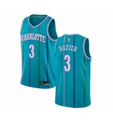 Men's Jordan Charlotte Hornets #3 Terry Rozier Authentic Aqua Hardwood Classics Basketball Jersey