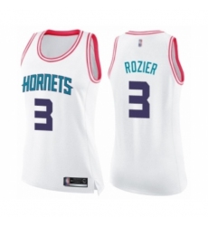 Women's Charlotte Hornets #3 Terry Rozier Swingman White Pink Fashion Basketball Jersey