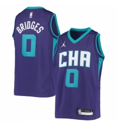 Youth Charlotte Hornets #0 Miles Bridges Jordan Brand Purple 2020-21 Swingman Jersey