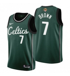 Men's Nike Boston Celtics #7 Jaylen Brown 2022 NBA Finals City Edition Jersey - Cherry Blossom Green