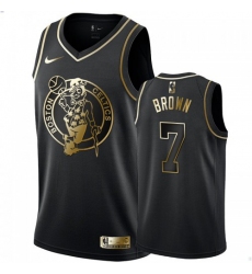 Men's Nike Boston Celtics #7 Jaylen Brown Black Golden Edition Swingman NBA Jersey