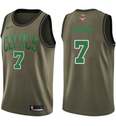 Men's Nike Boston Celtics #7 Jaylen Brown Green Salute to Service 2022 NBA Finals Swingman Jersey