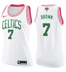 Women's Nike Boston Celtics #7 Jaylen Brown White-Pink 2022 NBA Finals Swingman Fashion Jersey