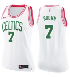 Women's Nike Boston Celtics #7 Jaylen Brown White-Pink NBA Swingman Fashion Jersey