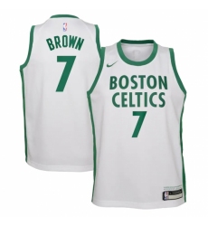 Youth Boston Celtics #7 Jaylen Brown Nike White 2020-21 Swingman Jersey