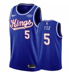 Men's Nike Sacramento Kings #5 DeAaron Fox Hardwood Classic Finished Swingman NBA Jersey Blue