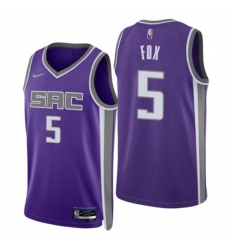 Men's Nike Sacramento Kings #5 DeAaron Fox Purple 2021-22 NBA 75th Anniversary Diamond Swingman Jersey - Icon Edition