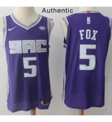 Men's Nike Sacramento Kings #5 DeAaron Fox Purple NBA Authentic Icon Edition Jersey