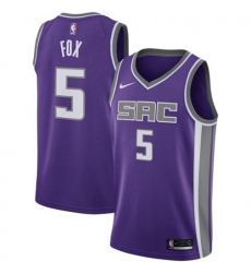 Men's Nike Sacramento Kings #5 DeAaron Fox Purple NBA Swingman Icon Edition Jersey