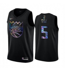 Men's Nike Sacramento Kings #5 De_Aaron Fox Iridescent Holographic Collection NBA Jersey - Black