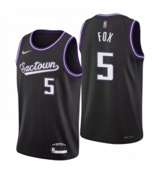 Men's Sacramento Kings #5 DeAaron Fox Nike Black 2021-22 Swingman NBA Jersey - City Edition