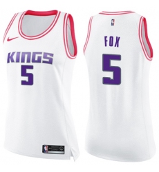 Women's Nike Sacramento Kings #5 DeAaron Fox White-Pink NBA Swingman Fashion Jersey
