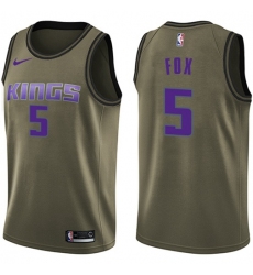 Youth Nike Sacramento Kings #5 DeAaron Fox Green Salute to Service NBA Swingman Jersey