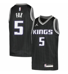 Youth Sacramento Kings #5 De'Aaron Fox Jordan Brand Black 2020-21 Swingman Player Jersey