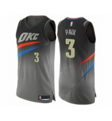 Men's Oklahoma City Thunder #3 Chris Paul Authentic Gray Basketball Jersey - City Edition