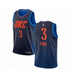 Men's Oklahoma City Thunder #3 Chris Paul Authentic Navy Blue Basketball Jersey Statement Edition