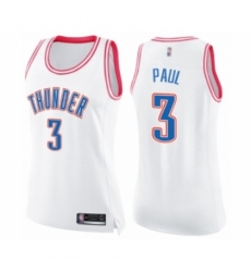 Women's Oklahoma City Thunder #3 Chris Paul Swingman White Pink Fashion Basketball Jersey