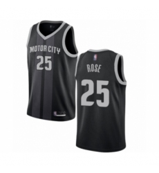 Men's Detroit Pistons #25 Derrick Rose Authentic Black Basketball Jersey - City Edition
