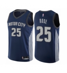 Men's Detroit Pistons #25 Derrick Rose Authentic Navy Blue Basketball Jersey - City Edition