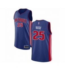 Men's Detroit Pistons #25 Derrick Rose Authentic Royal Blue Basketball Jersey - Icon Edition