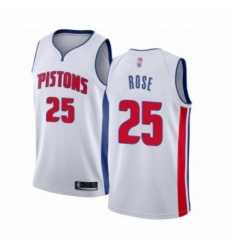 Women's Detroit Pistons #25 Derrick Rose Authentic White Basketball Jersey - Association Edition