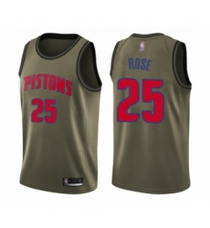 Youth Detroit Pistons #25 Derrick Rose Swingman Green Salute to Service Basketball Jersey