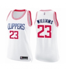 Women's Los Angeles Clippers #23 Lou Williams Swingman White Pink Fashion Basketball Jersey