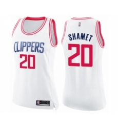 Women's Los Angeles Clippers #20 Landry Shamet Swingman White Pink Fashion Basketball Jersey