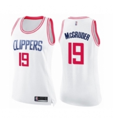 Women's Los Angeles Clippers #19 Rodney McGruder Swingman White Pink Fashion Basketball Jersey
