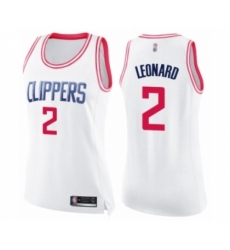 Women's Los Angeles Clippers #2 Kawhi Leonard Swingman White Pink Fashion Basketball Jersey