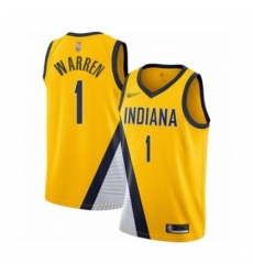 Men's Indiana Pacers #1 T.J. Warren Authentic Gold Finished Basketball Jersey - Statement Edition