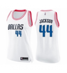 Women's Dallas Mavericks #44 Justin Jackson Swingman White Pink Fashion Basketball Jersey