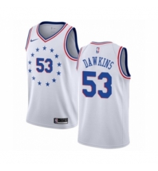 Men's Nike Philadelphia 76ers #53 Darryl Dawkins White Swingman Jersey - Earned Edition